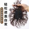 Hongxiu Hui Selection - Postizo Superior para Mujer para Cubrir Canas, Extensión de Cabello Ligera, Cabello Real, Cubre Cabello de Seda de Alta Temperatura, Cabello Rizado con Permanente de Maíz