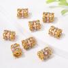 Saco da sorte antigo de zircônia incrustada em ouro, contas de espiga de trigo, contas de balde, flor de dupla face, contas de balde Xiangyun, espaçador, joias de miçangas DIY