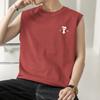 Regata Masculina de Algodão Solta de Verão na Moda Camiseta Regata de Basquete com Estampa de Letra