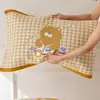 Funda de almohada de algodón puro, Par de algodón, Funda de almohada de gasa de dibujos animados, Antideslizante, Anticaída, Funda de almohada para el hogar, Paquete individual