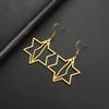 Comercio exterior caliente nueva moda temperamento Pendientes colgantes de estrella de seis puntas de Hollow Mountain para mujer, pendientes de gancho para la oreja de acero inoxidable