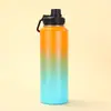 Botella Espacial de Paja de Color Degradado Transfronterizo de Aspecto Elevado, Asa Portátil para Exteriores, Taza Térmica de Acero Inoxidable 304 para Deportes