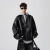 Chaqueta de Cuero PU Retro Americana de Moda Primavera 2026 para Hombres y Mujeres, Estilo Callejero Corte Holgado, Chaqueta Biker Versátil de Dos Piezas Falsas