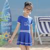 Traje de baño para niñas, nuevo traje de baño profesional de una pieza con protección solar para niños de talla mediana y grande, traje de baño tipo bóxer para estudiantes de aguas termales.