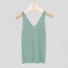 Camisola de Punto de Seda de Morera y Lana con Cuello en V para Mujer, Nuevo Estilo de Verano, Alta Elasticidad, Top Interior de Corte Ajustado