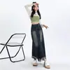 Vestido Largo de Mezclilla hasta el Tobillo para Mujer Figura de Pera talla grande chica rellenita Suelto Elegante Borla Falda Línea A