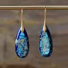 Pendientes colgantes de piedra emperador de colores de moda en Amazon, forma de gota, para mujer, temperamento bohemio, pendientes multicolor