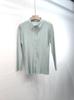 Cardigan de Top Plissado de Alta Qualidade Camisa de Manga Longa Feminina de Botão Único 2025 Nova Elegante Camisa Top com Gola Polo