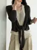 Suéter de Punto para Mujer Beishan Tongshu, Falso Dos Piezas, Cuello Halter, Otoño, Cintura de Corbata, Estilo Perezoso Adelgazante, Manga Larga P108