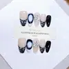 Nai Zi Uñas Portátiles Completamente Hechas a Mano Modelo Nuevo Otoño/Invierno B381 Estilo Francés Tallado Pintado a Mano Estilo de Exportación Elegantes Pegatinas para Uñas