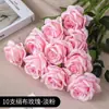 Flor de Rosa Artificial Única Dia dos Namorados Buquê de Plástico Decoração de Casa Flores Secas Adereços de Casamento Rosa de Veludo Flor Falsa