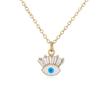 Producto Caliente Transfronterizo Aogu Estilo Ins Moderno y Fresco Chapado en Cobre Oro de 18 Quilates Aceite Goteante Ojo de Zircón Colgante Cadena para Clavícula para Mujeres