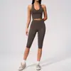 Nuevo Conjunto de Yoga Sin Costuras de Hilo Ajustado a Prueba de Impactos Alta Elasticidad Levanta Glúteos y Aprieta Abdomen Ropa para Correr Entrenamiento Fitness para Mujeres 7655