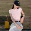 Camiseta Feminina de Manga Curta Estilo Americano Cor Lisa de Verão Slim Fit 2025 Novo Estilo Coreano Multicor Versátil Efeito Emagrecedor Top Amarelo Limão
