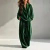 Otoño 2026 Ropa de Mujer de Comercio Exterior Europeo y Americano Nuevo Traje de Moda Elegante para Viajes Diarios Conjunto de Dos Piezas de Pantalones de Color Sólido