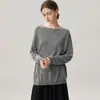 Suéter fino de imitación cachemir de alta calidad para mujer con cuello redondo, adecuado para primavera y otoño, de manga larga, corte holgado, prenda básica de punto, estilo pullover