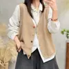Nuevo Chaleco Cardigan de Punto con Botones Arcoíris y Cuello en V para Mujer Primavera 2025, Ropa Exterior Informal Versátil para Superponer 2511