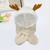 Conjunto de 3 Peças Urso Chapéu e Cachecol Pai-Filho Tudo-em-Um Crianças Bebê Pelúcia Grossa Fofa Cachecol e Luvas