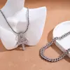 Collar de Cruz de Diamantes Completo Transfronterizo Europeo y Americano para Mujer, Colgante de Diamantes Coloridos Hip-Hop, Cadena para Clavícula, Moderna y Tendencia Cadena Cubana para Hombre