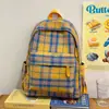 Mochila Escolar de Cuadros Artísticos Retro Estilo Hong Kong Transfronteriza de Gran Capacidad para Estudiantes de Secundaria y Preparatoria, Mochila Ligera de Viaje, Bolso de Doble Hombro