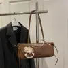 Bolso de Mano de Alta Gama de Nicho para Mujer, Bolso Bowling, Nuevo Bolso Retro de Gran Capacidad para Viajes Diarios, Cuero Encapsulado en Aceite, Tendencia Transfronteriza