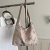 Bolsa de Lona para Mujer con Flor de Encaje Bordada de Gran Capacidad para el Trabajo Nuevo Estilo 2026 Moderna Popular Bolso de Hombro Único o de Mano