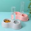 Novo macaron com garrafa de água redonda de plástico tigela dupla dispensador de água para cães e gatos dois em um tigela para cachorro suprimentos para animais de estimação