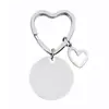 Llavero de acero inoxidable en blanco redondo, con forma de corazón, para marca, con mapa, muestra, letras, joyería, regalos conmemorativos, superventas transfronterizo