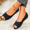 Comercio exterior transfronterizo talla grande otoño 2026 nuevos zapatos planos de boca de pez para mujer, estilo europeo y americano moda casual zapatos sin cordones