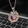 Collar con Lazo de Corona de Amor y Corazón, Lindo y Dulce, Cadena Versátil para Suéter, Accesorio de Cadena Sencilla y Elegante para la Clavícula