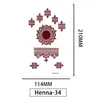Pegatinas de Tatuaje de Henna Europeas y Americanas, Pegatinas Desechables de Encaje Bermellón, Tatuajes Impermeables y a Prueba de Sudor, Estampados Semipermanentes Populares