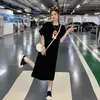 Vestido Casual de Verão Slimming para Mulheres Plus Size com Fenda Lateral Acima do Joelho Manga Curta Camiseta Casual para Mulheres Cobrir a Carne