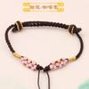 Pulsera de flor de melocotón de cuatro trenzas al por mayor libro rojo pequeño con cuentas de transferencia ponibles joyería de oro cuerda de mano tejida semiacabada