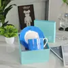 Taza de Café y Platillo de Porcelana Fina estilo Europeo Popular en Internet Color Sólido Simple Exquisita Taza para Té de la Tarde Juego de Té Creativo para el Hogar Regalo de Vacaciones