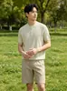 Camisa de Punto Texturizado Estilo Old Money para Hombre Verano Nuevo Transpirable Media Cremallera Cuello Henley Casual Manga Corta Top Camiseta Mujer