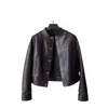 Chaqueta de cuero para mujer 2026 principios de otoño nueva corta ajustada elegante, adelgazante, moderna, a la moda, versátil, holgada y adelgazante