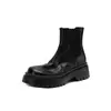 Botines de Piel de Vaca Lavada de Alta Calidad con Suela Gruesa Otoño/Invierno 2026 Gruesos de Tacón Medio Punta Redonda Piel Genuina para Commuter de Poner