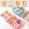 Lonchera Portátil Pequeña de Cuatro Compartimentos Lonchera de Paja de Trigo de 4 Compartimentos Frutas Bocadillos Bocadillos Nueces Caja de Conservación para Refrigerador Ensalada