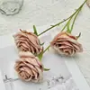 Pedra de Tijolo Rosa Flores Artificiais Decoração de Casamento Flores Artificiais Flores Falsas Decoração de Casa Buquê Rosas Artificiais de Seda