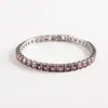 Moda europea y americana transfronteriza Joker cuadrado fila única cadena de tenis totalmente de diamantes pulsera de tenis de circón de color cristal
