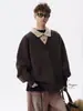 Directo de Fábrica Estilo Americano Jersey de Punto con Cuello de Camisa Falso Dos Piezas Hombres Invierno Marca de Moda Atmósfera Cálida Jersey para Pareja