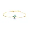 Pulsera de Plata de Ley S925 Turquesa Trébol de Cuatro Hojas Moda de Lujo Accesible Japonesa y Coreana Elegante Simple Joyería de Pulsera de Gama Alta para Mujeres