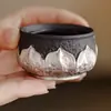 Taza de Té Kung Fu de Arcilla Negra Arena Púrpura Chapada en Plata del Fabricante, Taza de Maestro de Cerámica, Taza de Degustación, Taza Luohan, Juego de Té Chino para Oficina
