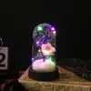 Cúpula de Vidro com Flor Eterna Iluminada Presente de Dia dos Namorados para Namorada Ornamentos Criativos de Acrílico para Mesa