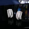 Brincos de Prata S925 Agulha Personalidade Exagerada Estilo Europeu Stud Tendência Design Irregular Multicamadas Zircônia Dupla Fileira Anel C
