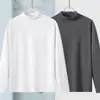 Envío RápidoCamiseta de Manga Larga para Hombre con Cuello Semi Alto y Tejido Térmico de Doble Cara, Prenda Base de Marca de Moda para Otoño