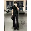 Pantalones de traje de color liso simples para alargar las piernas, con caída en forma de guadaña, estilo Hong Kong para hombre, adelgazantes, sin planchar, tacto de alta gama, microcampana, pantalones largos