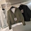 Chaqueta de Vuelo Clásica Americana para Hombre de Cuello Alto de Primavera y Otoño, Tendencia Nueva, Simple, Casual, Moda Versátil, Abrigo de Manga Larga
