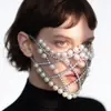 A Festa de Maquiagem Mais Quente da Amazon Máscara de Pérola Moda Europeia e Americana Exagerada Festa de Boate Máscara de Strass Máscara