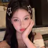 Estilo Coreano - Presilha de cabelo requintada com strass em formato de estrela vazada inspirada em idols, presilha lateral elegante e versátil, presilha para franja, acessório de cabelo